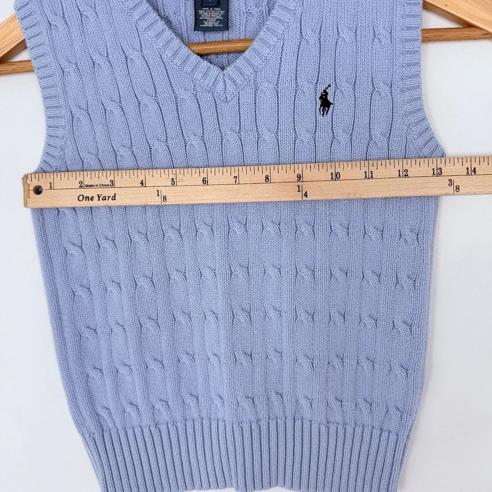 RALPH LAUREN POLO BOYS LIGHT BLUE CABLE KNIT SWEATER VEST SIZE 7